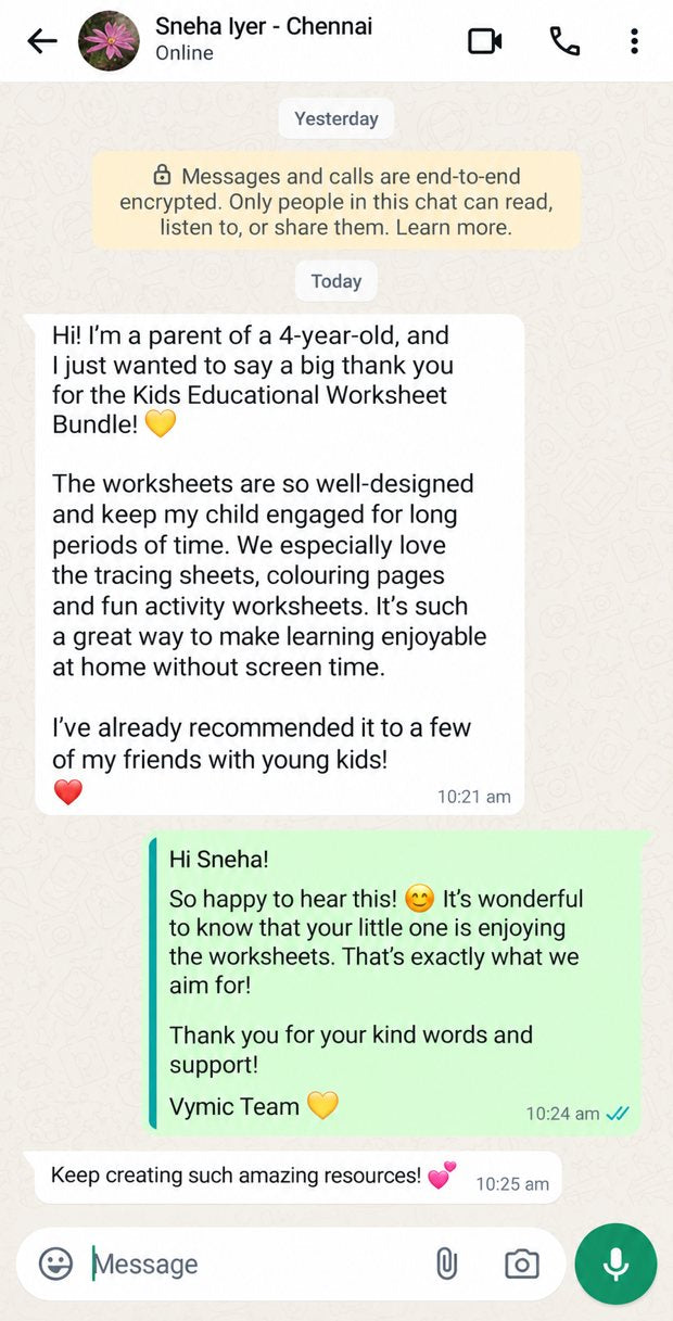 WhatsApp message from Sneha Iyer in Chennai